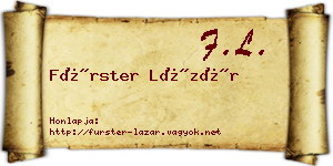 Fürster Lázár névjegykártya